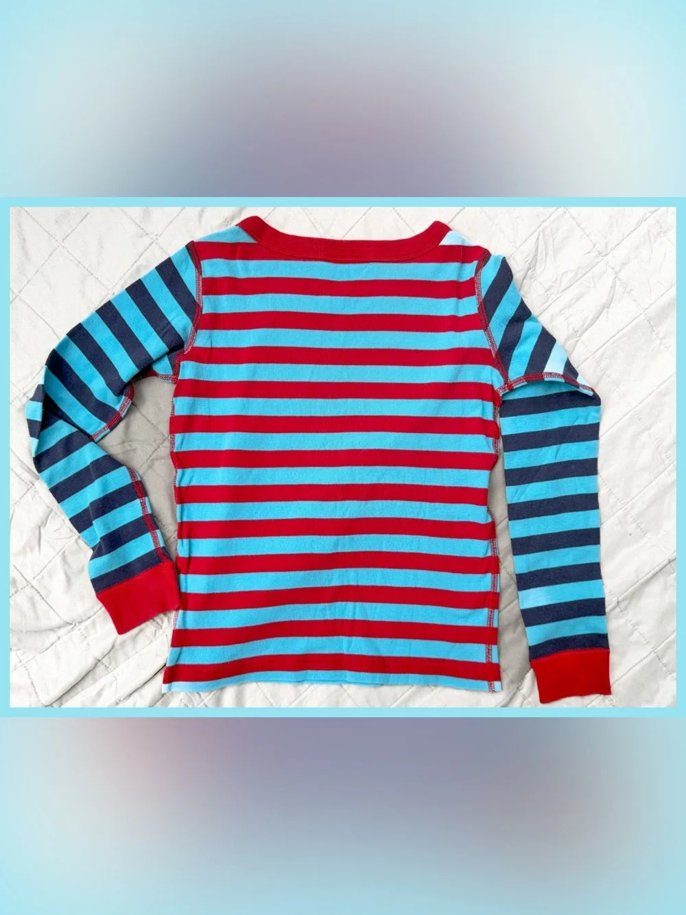 Hanna Andersson Striped Long Sleeve Top 130 8 Boy Girl Organic Shirt Red Blue